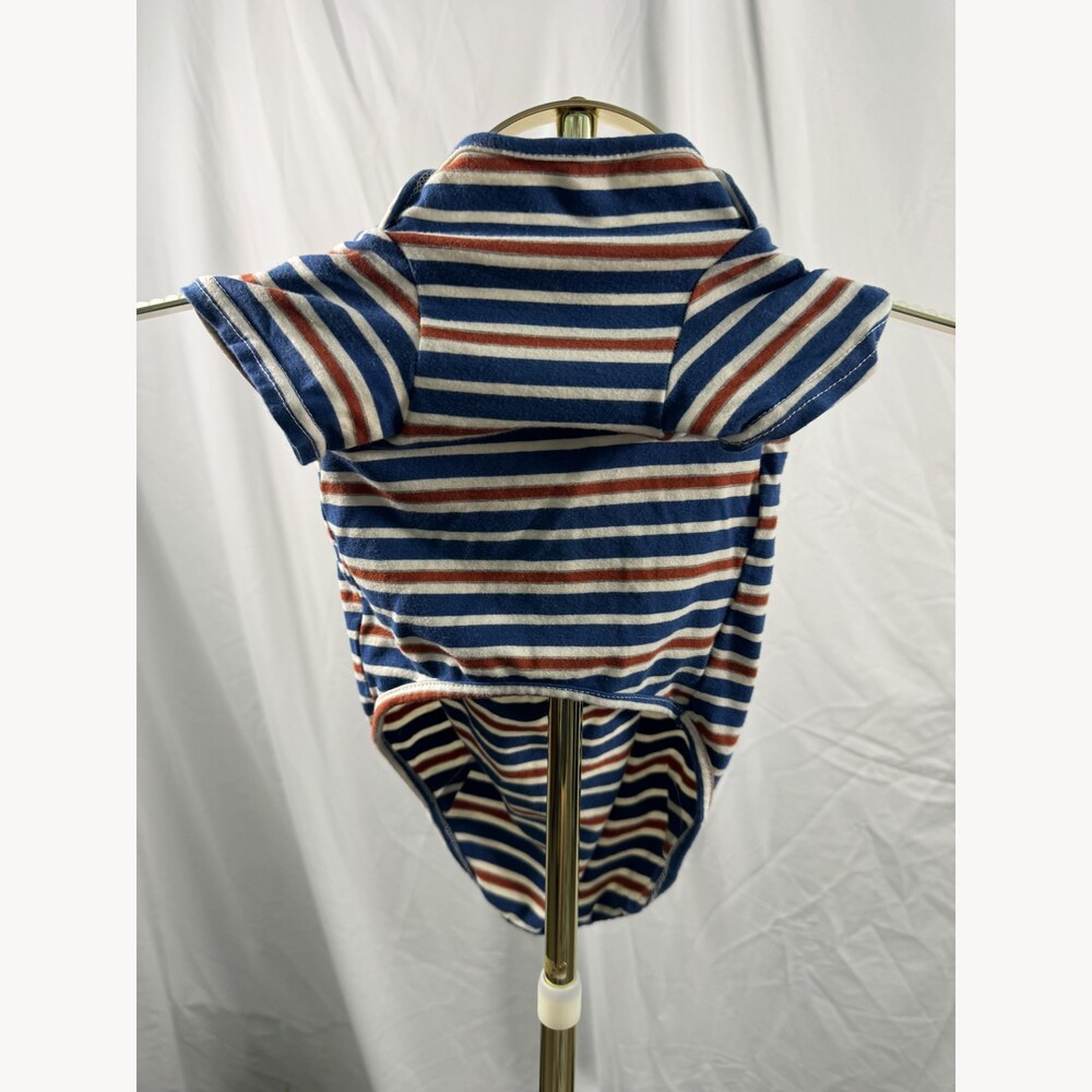 Knuffelen Blue Rust White Striped Dog Hoodie Size XL 100% Cotton Hooded Pet Top
